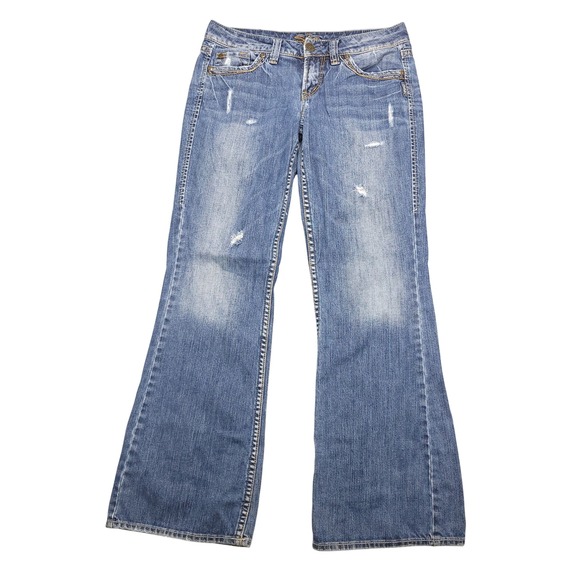 Silver Jeans Womens Size 28/31 Lola Wide leg flare Boot Jeans Distressed - Picture 1 of 12